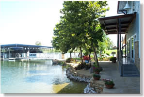 walkway with cabins in the backgrund